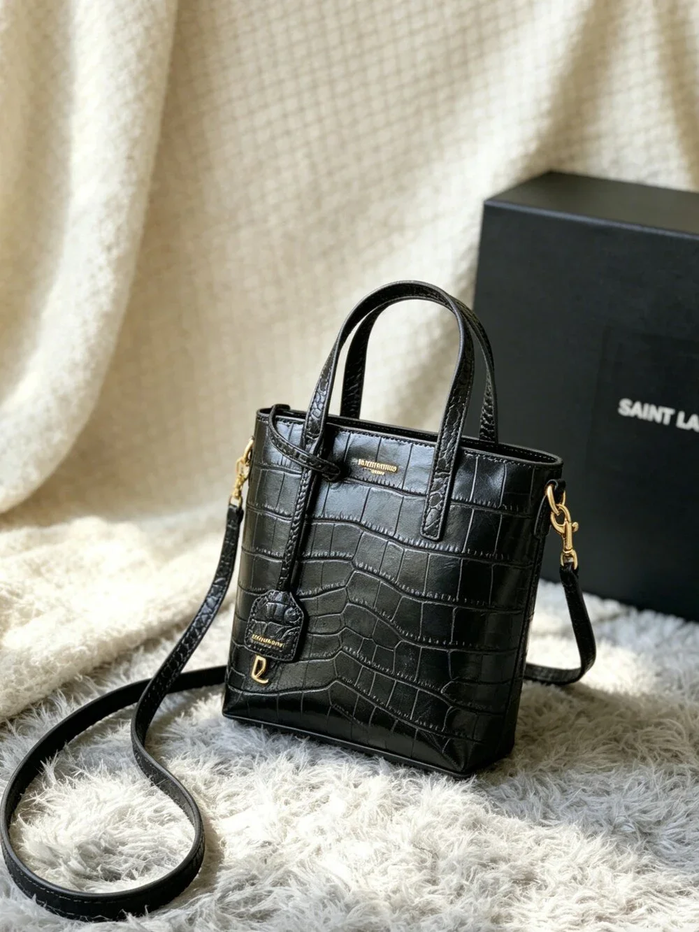 YSL Mini Shopping Tote in Black